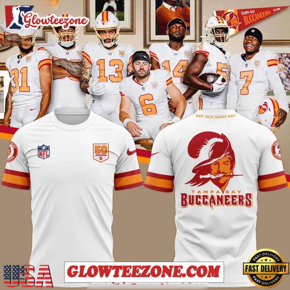 Tampa Bay Buccaneers Nike White 50th Season Special 3d Shirt 1