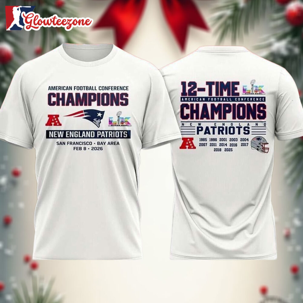 12 time AFC Champions New England Patriots Two Sided Shirt