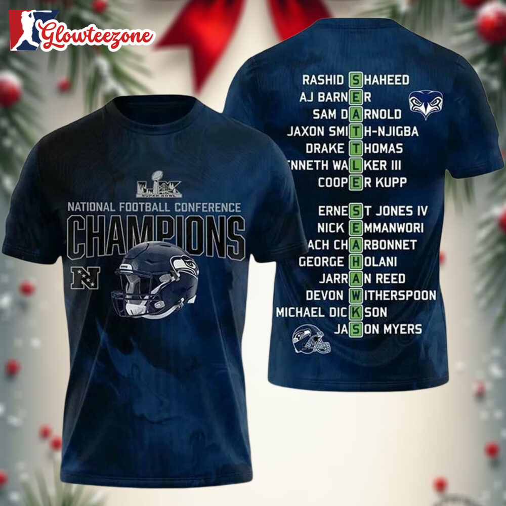 2026 Seattle Seahawks National Football Conference Champions Two Sided Shirt