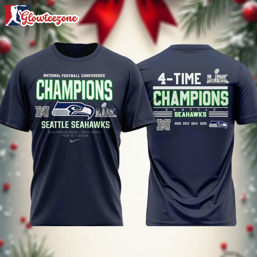 4 time NFC Champions Seattle Seahawks Two Sided Shirt