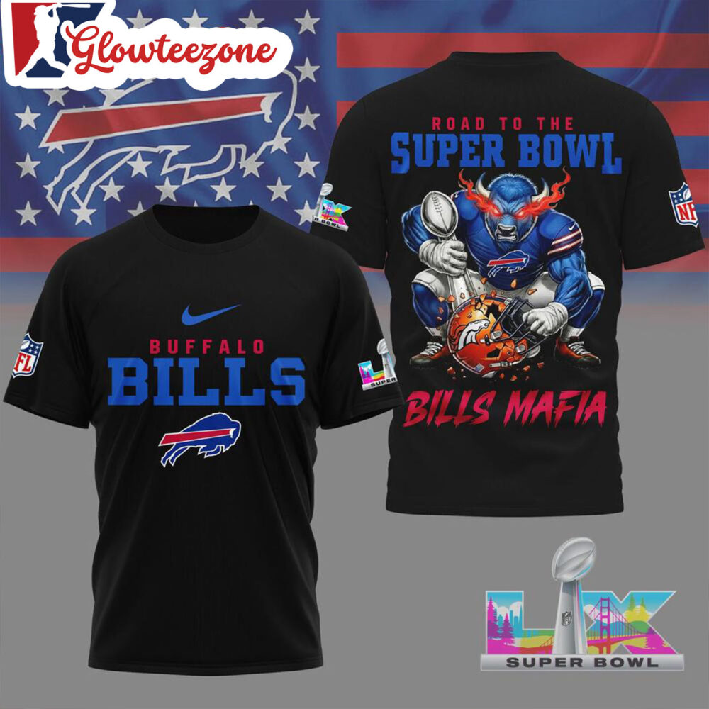 Buffalo Bills 2026 Road To Super Bowl Black 3D Shirt