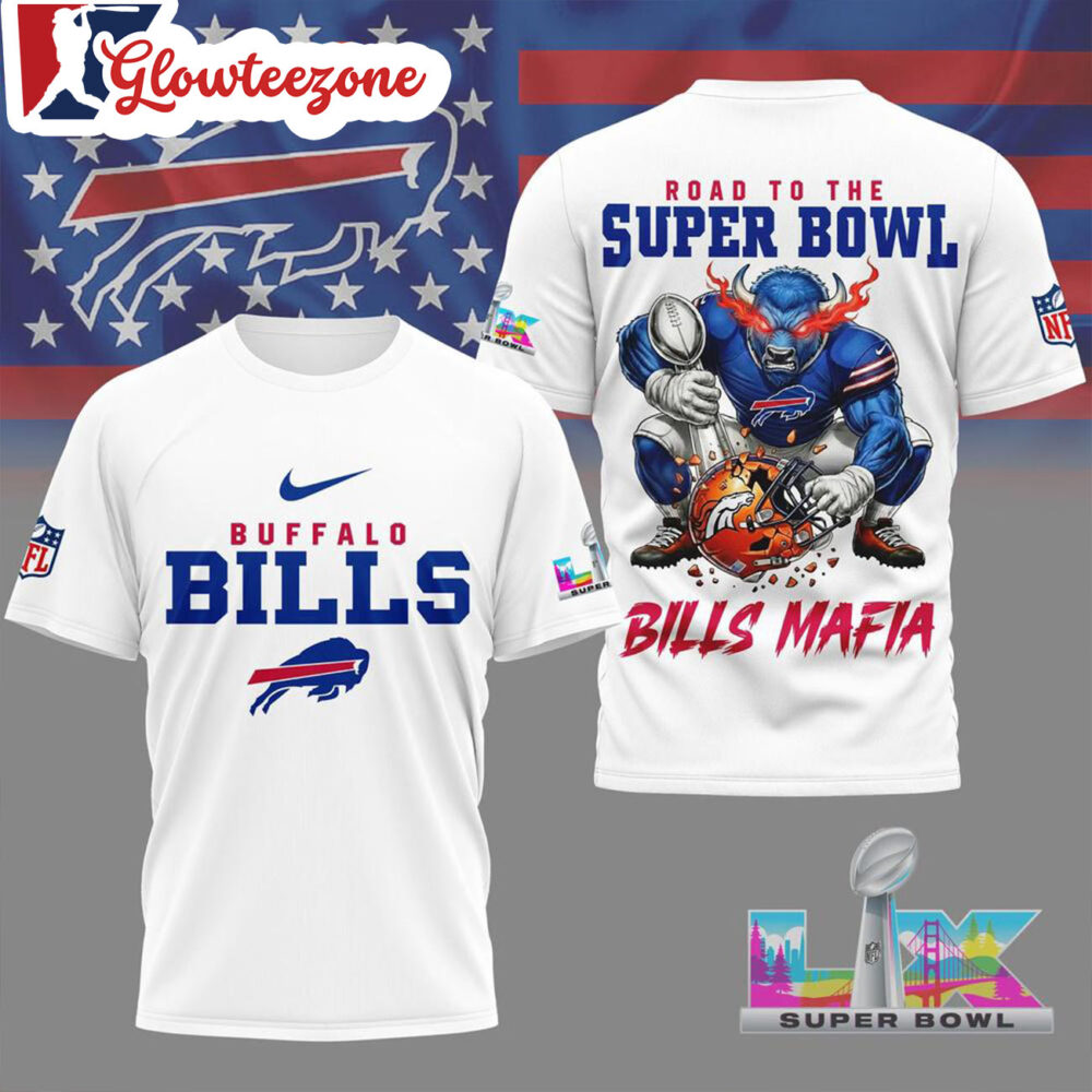 Buffalo Bills 2026 Road To Super Bowl White 3D Shirt