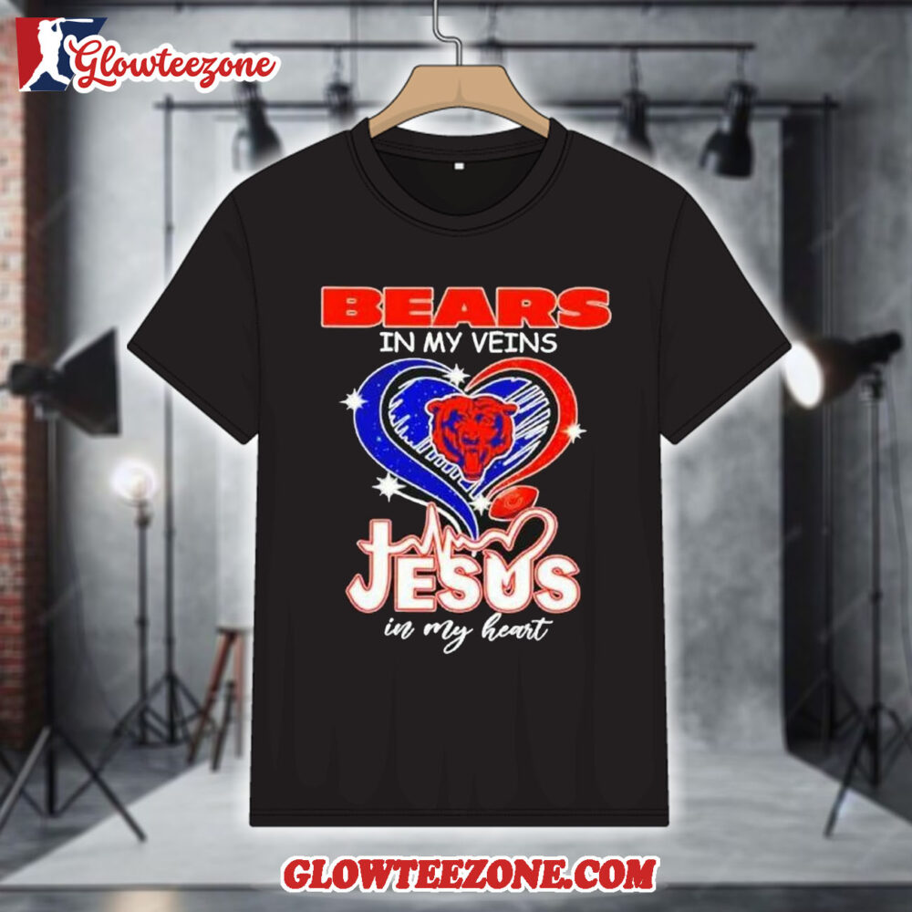 Chicago Bears In My Veins Jesus In My Heart 2026 Shirt 1