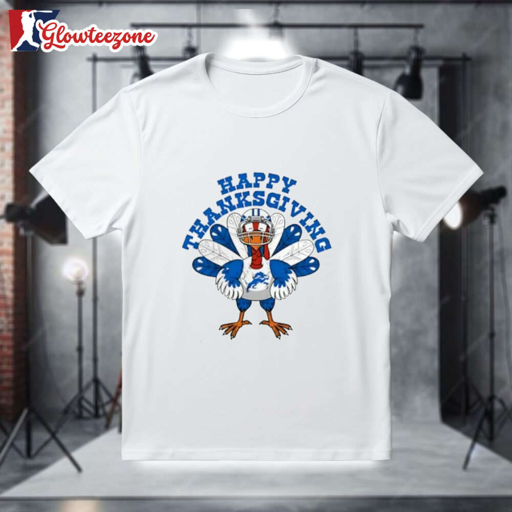 Detroit Lions Turkey Happy Thanksgiving Shirt 1