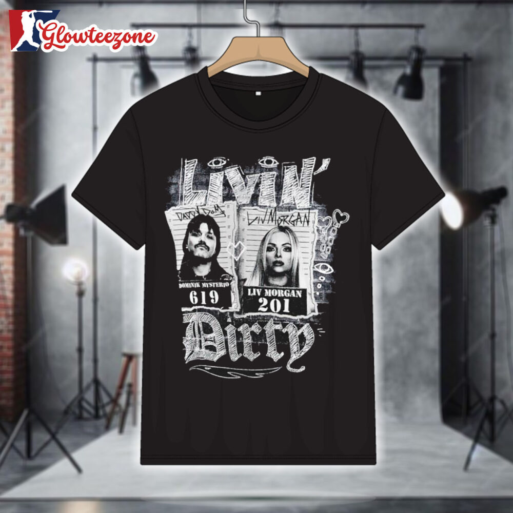 Dominik Mysterio and Liv Morgan Livin' Dirty Mugshot Shirt 1