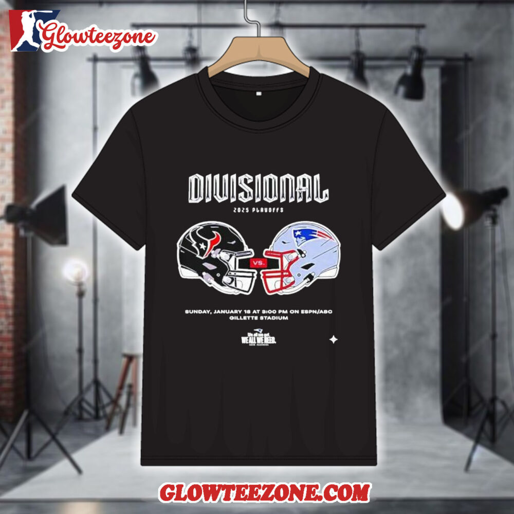Houston Texans vs New England Patriots Divisional Playoffs 2025 Gillette Stadium Helmet Shirt 1