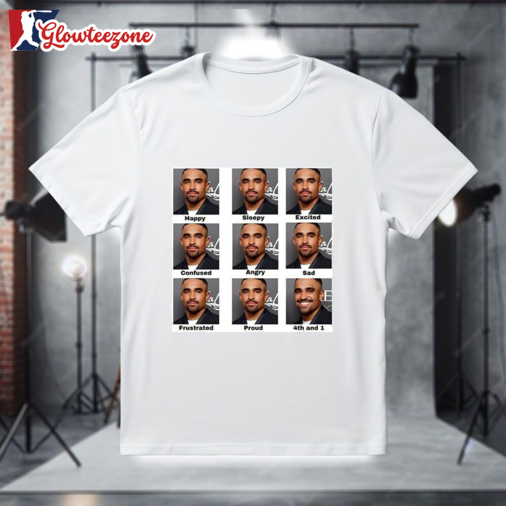 Jalen Hurts Faces 4th and 1 Philadelphia Eagles Shirt 1
