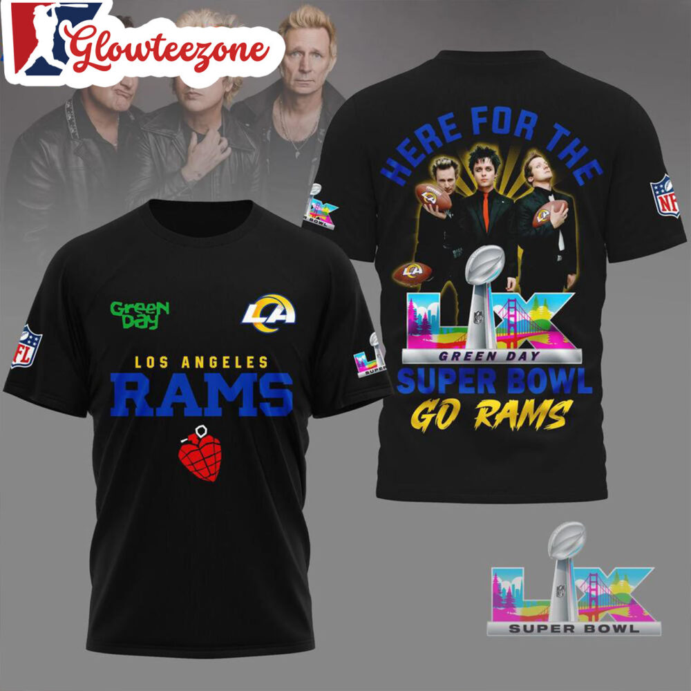 Los Angeles Rams 2026 Green Day Super Bowl Limited Edition Black 3D Shirt