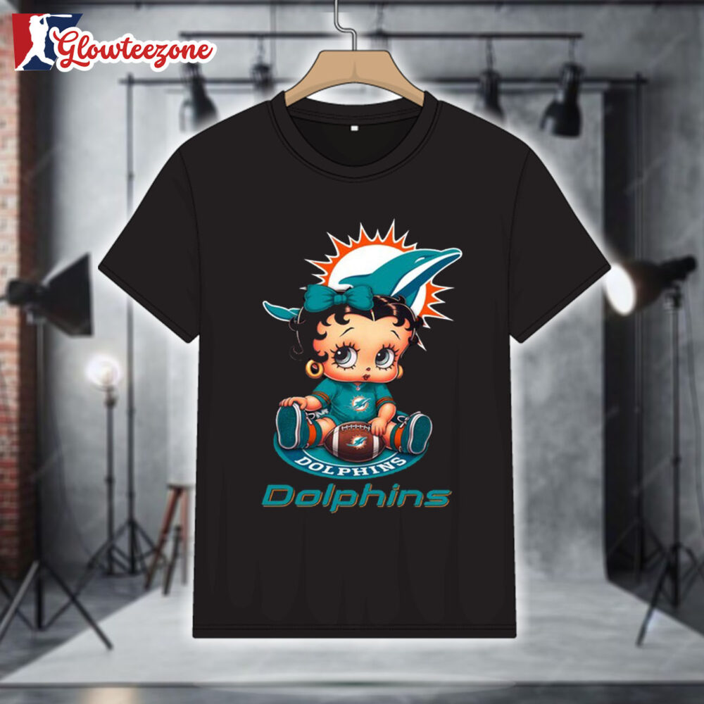 Miami Dolphins Betty Boop Football T Shirt 1