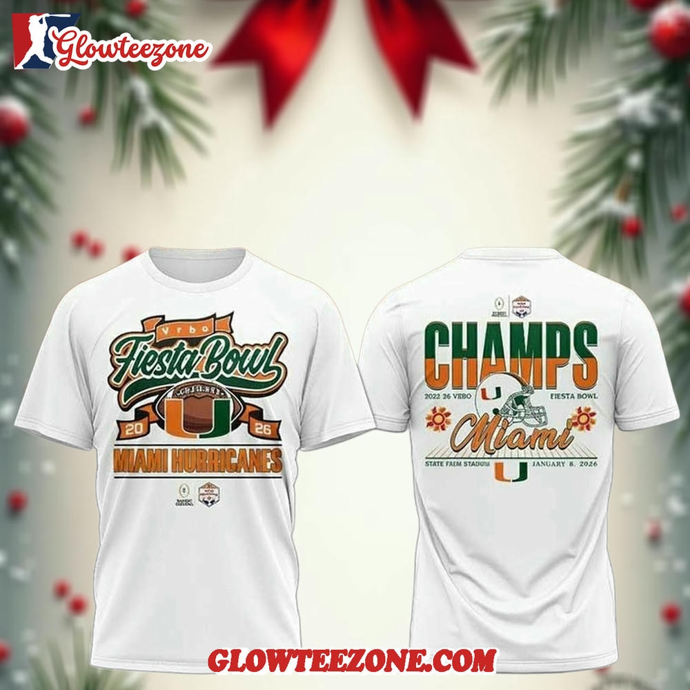 Miami Hurricanes 2026 Fiesta Bowl Champions 3D Shirt