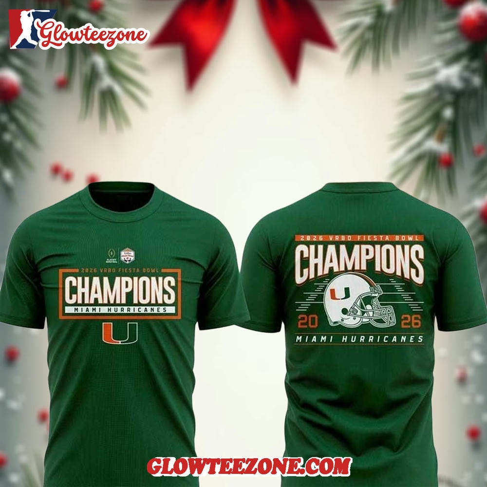 Miami Hurricanes 2026 Fiesta Bowl Champions Green 3D Shirt