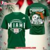 Miami Hurricanes 2026 Fiesta Bowl Champions NCAA Green 3D Shirt