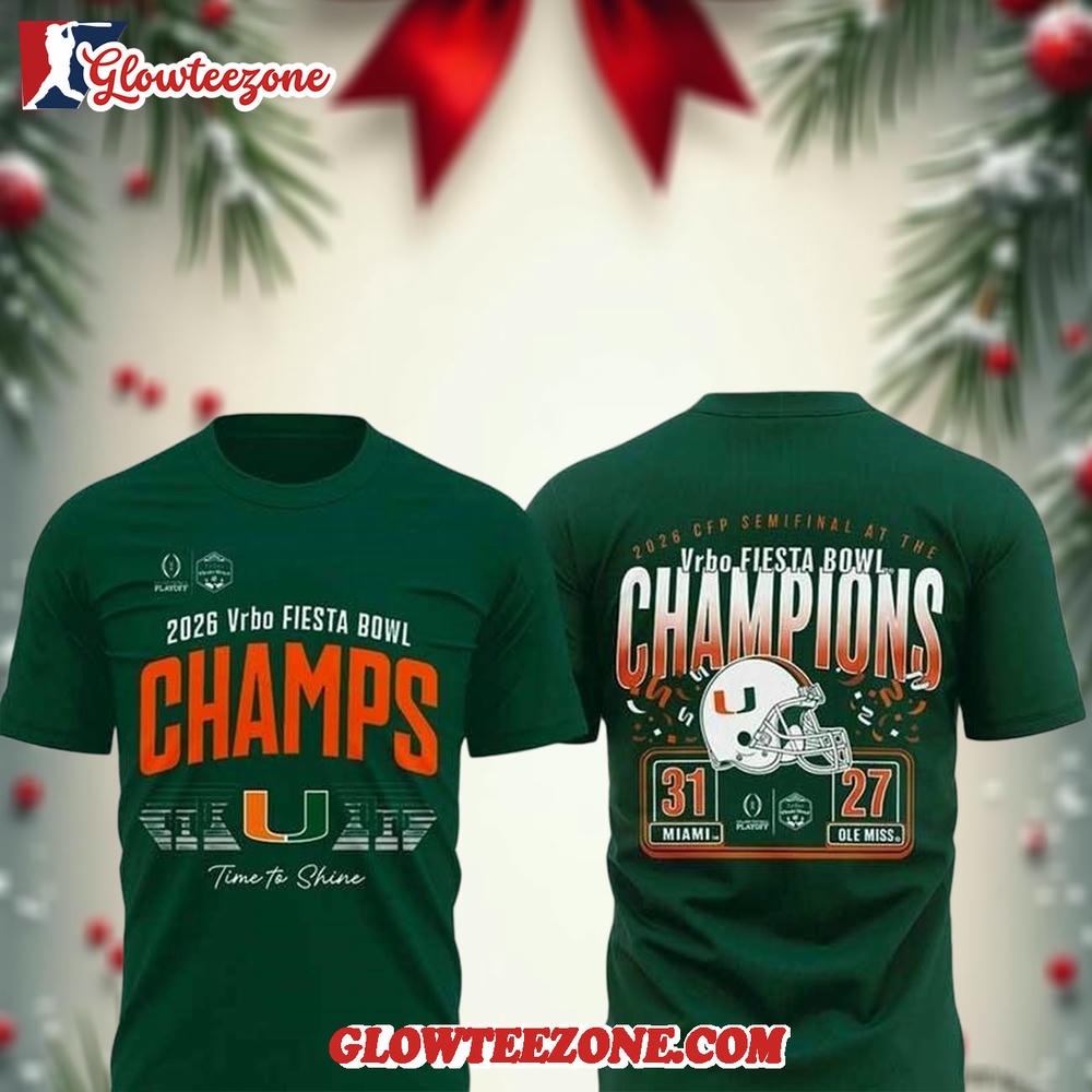 Miami Hurricanes College Football Playoff 2026 Fiesta Bowl Champions 3D Shirt