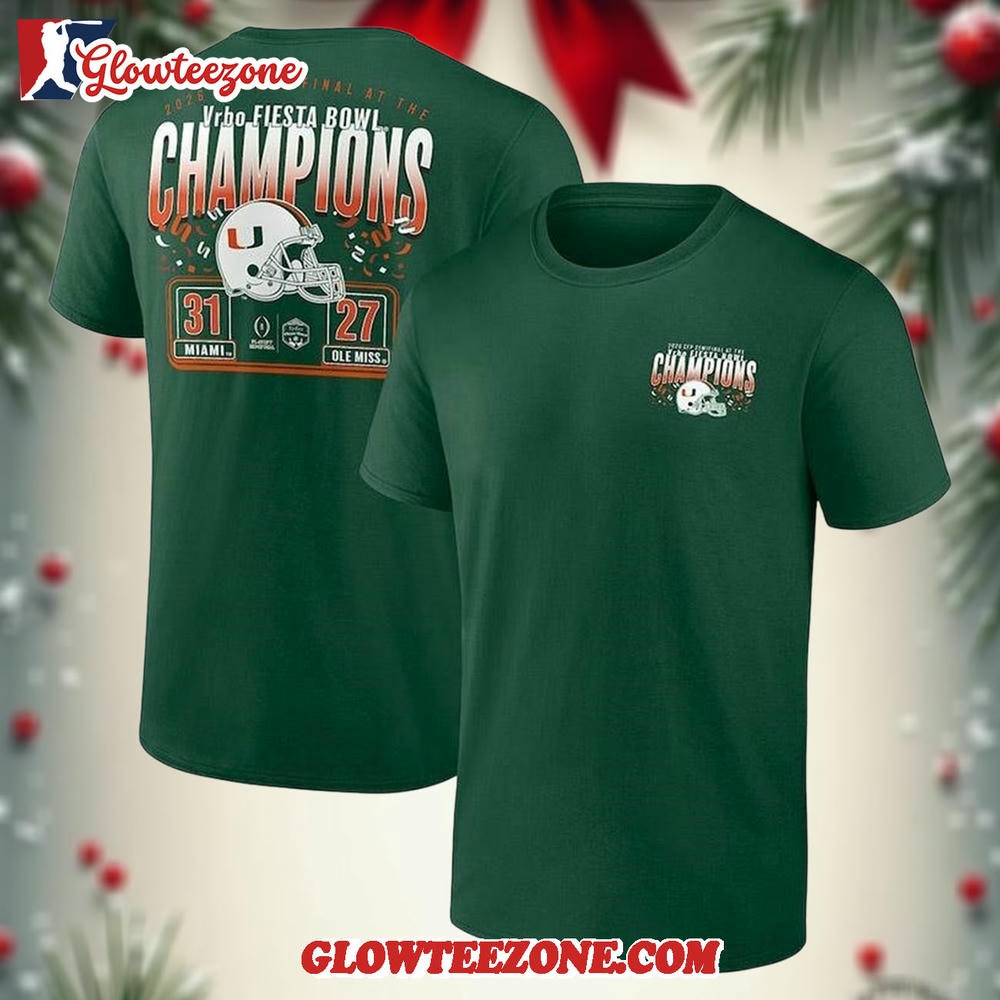 Miami Hurricanes College Football Playoff 2026 Fiesta Bowl Champions Scoring Drive 3D Shirt