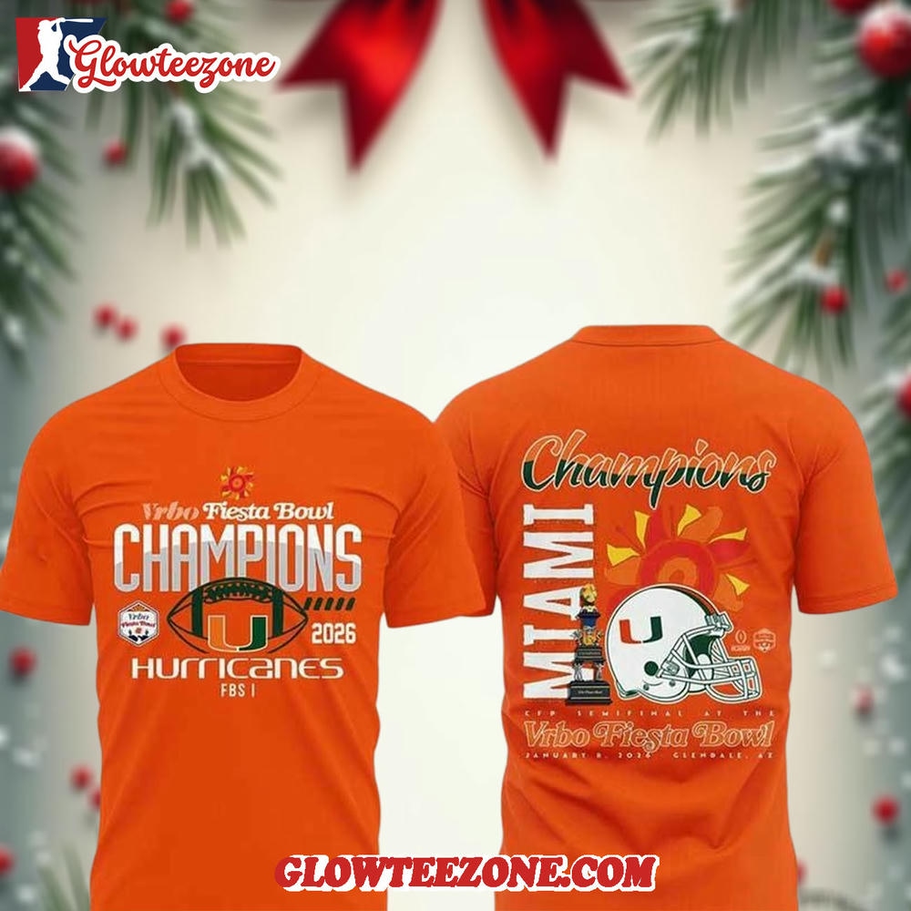 Miami Hurricanes VRBO Fiesta Bowl Champions 2026 Celebrate 3D Shirt