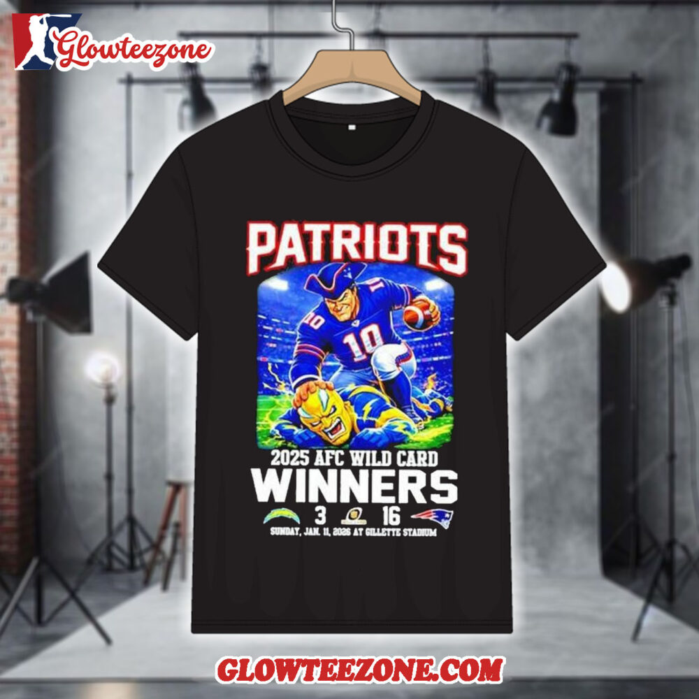 New England Patriots 2025 AFC Wild Card Winners 3 16 Score Mascot Shirt 1