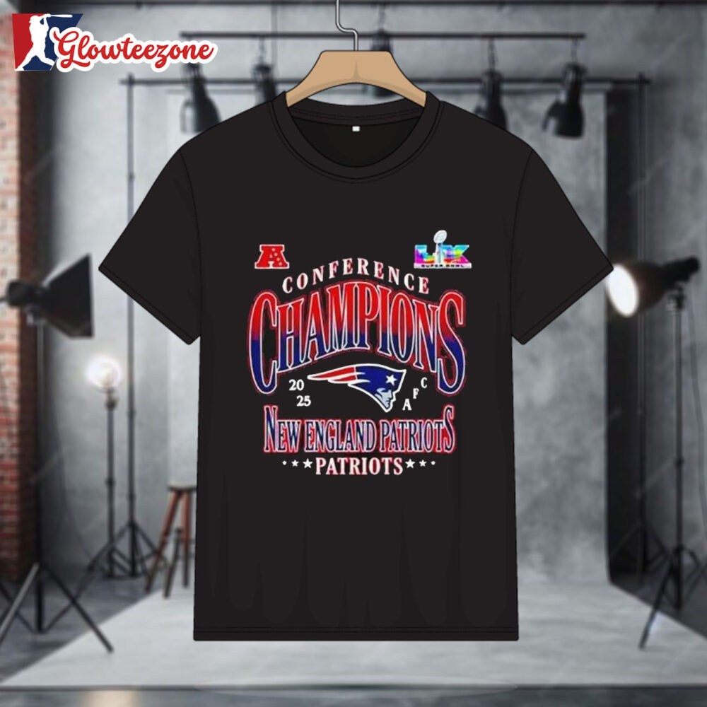 New England Patriots 2025 Afc Champions Right Side Draw Shirt 1