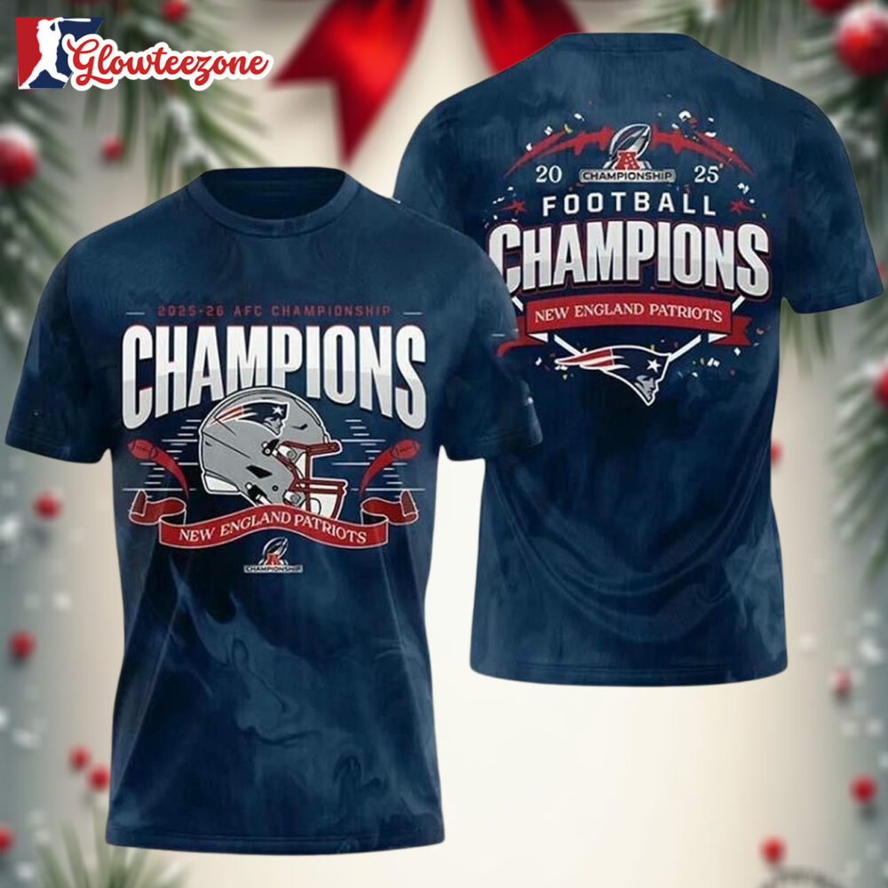 New England Patriots 2026 AFC Championship Champions Football Two Sided Shirt