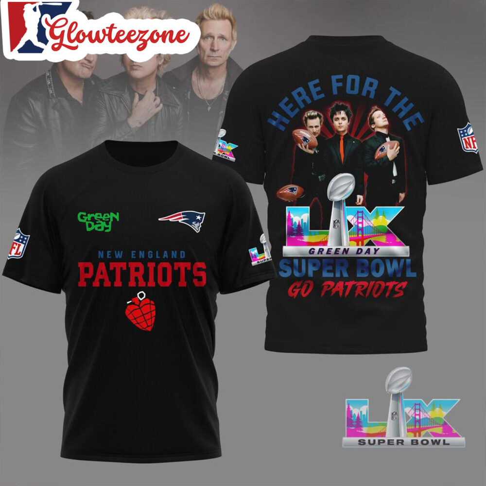 New England Patriots 2026 Green Day Super Bowl Limited Edition Black 3D Shirt