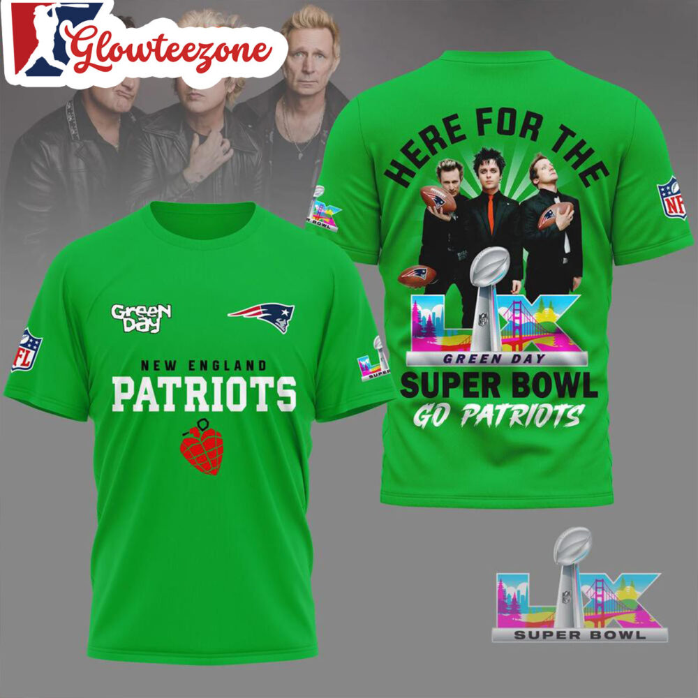 New England Patriots 2026 Green Day Super Bowl Special New 3D Shirt