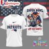 New England Patriots 2026 Road To Super Bowl White 3D Shirt