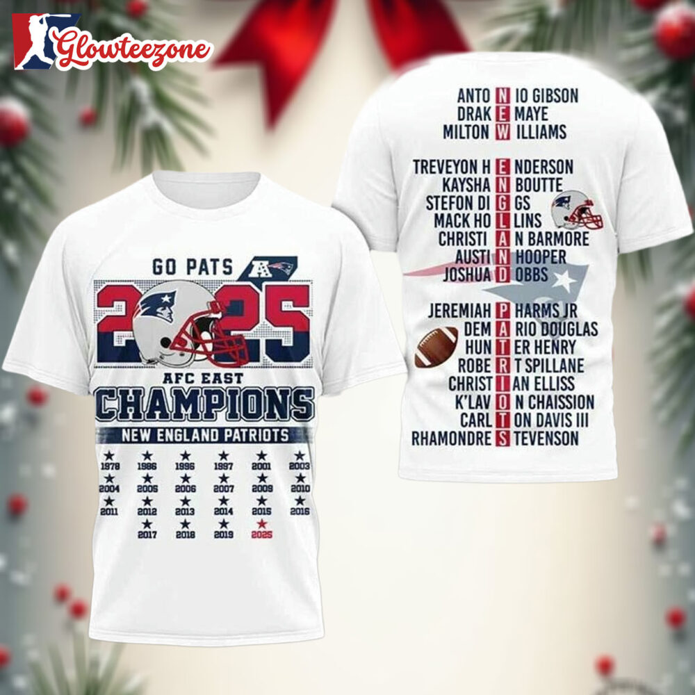 New England Patriots 2026 Sb Lx AFC East Champions Two Sided Shirt