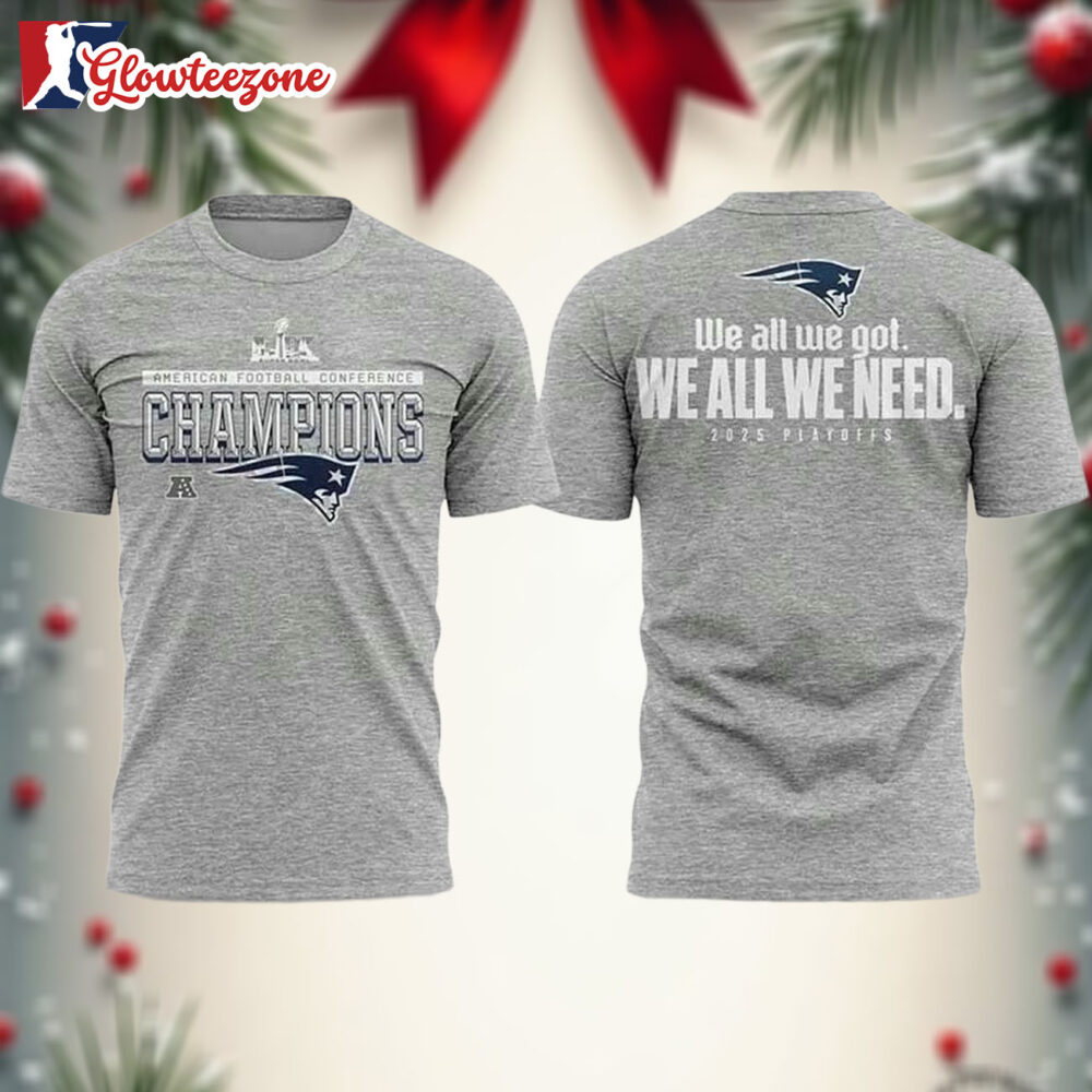 New England Patriots AFC Champions 2026 We All We Got We All We Need Two Sided Shirt
