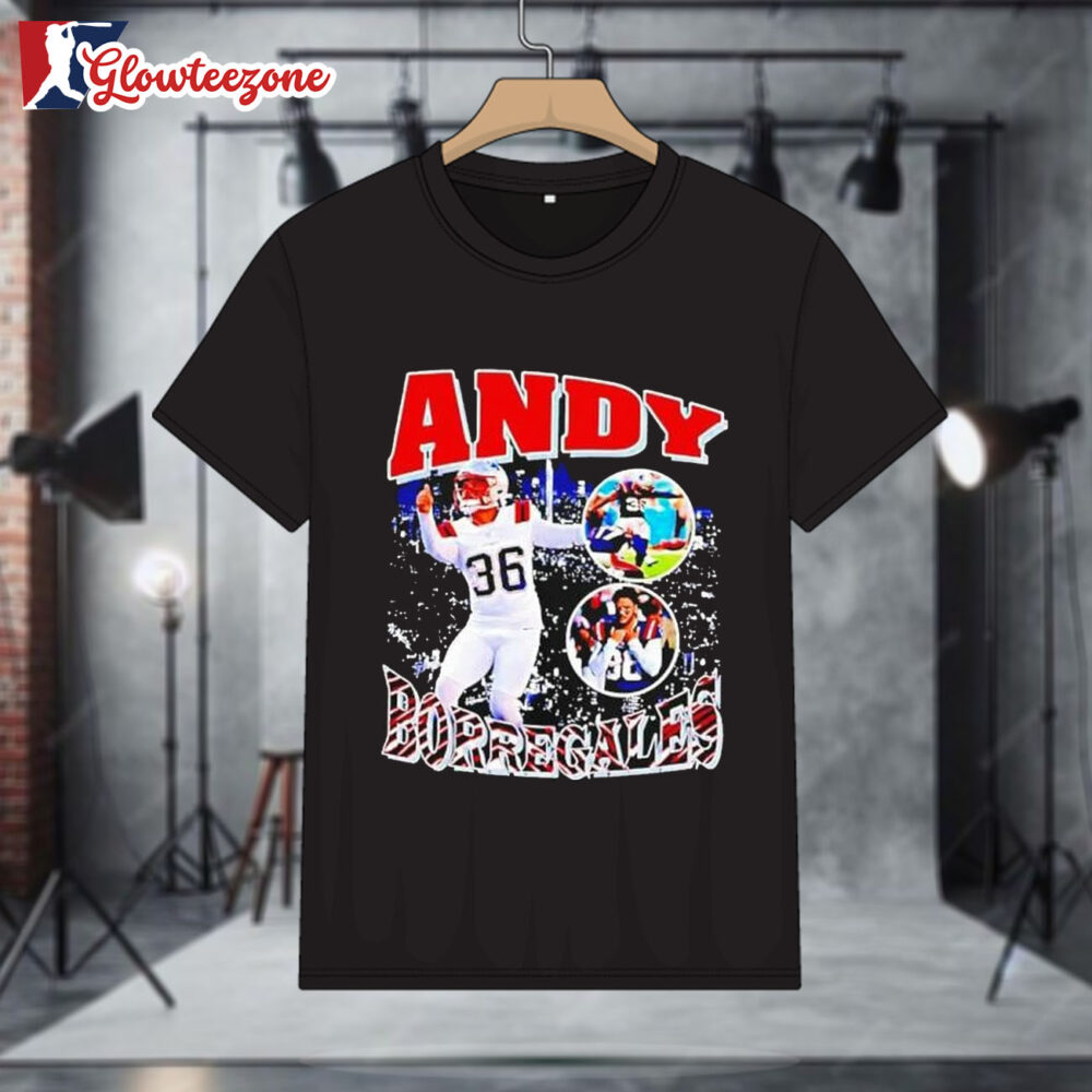 New England Patriots Andy Borregales Throwback Style Graphic Shirt 1