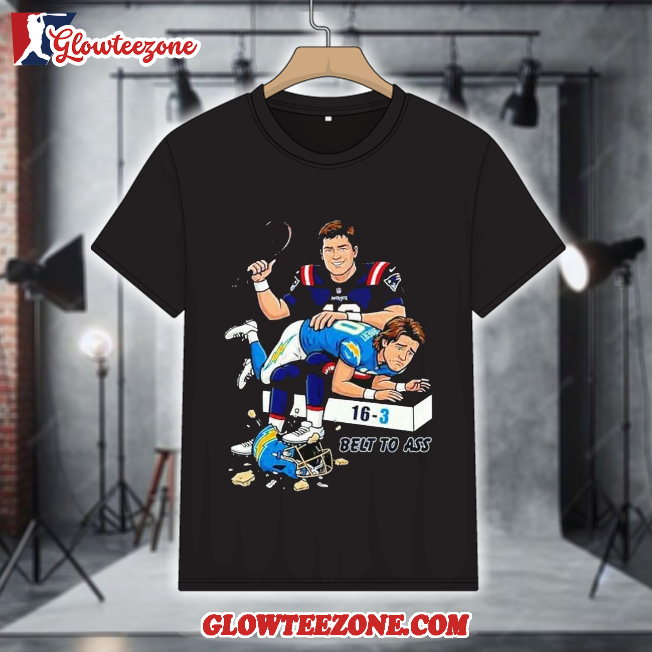 New England Patriots Belt to Ass Chargers 16 3 Score Vintage Shirt 1