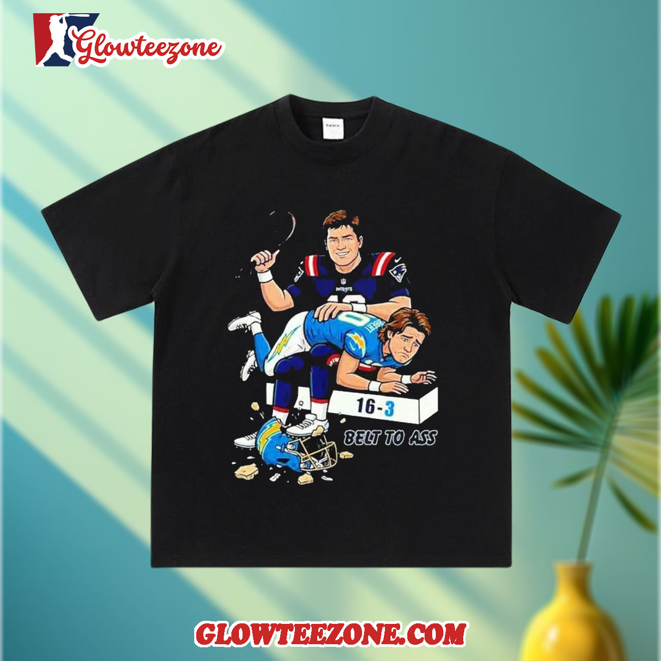 New England Patriots Belt to Ass Chargers 16 3 Score Vintage Shirt 3