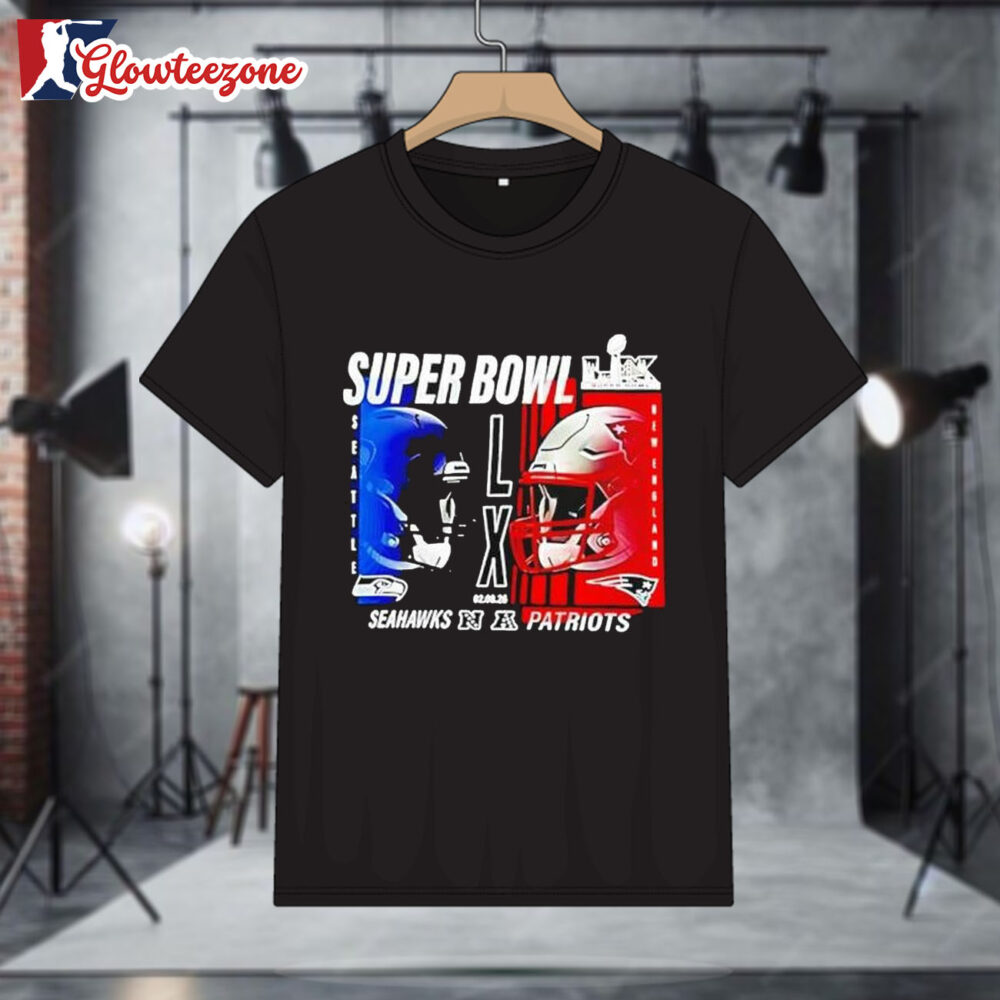 New England Patriots Vs Seattle Seahawks Super Bowl LX Matchup Final February 8 2026 Shirt 1