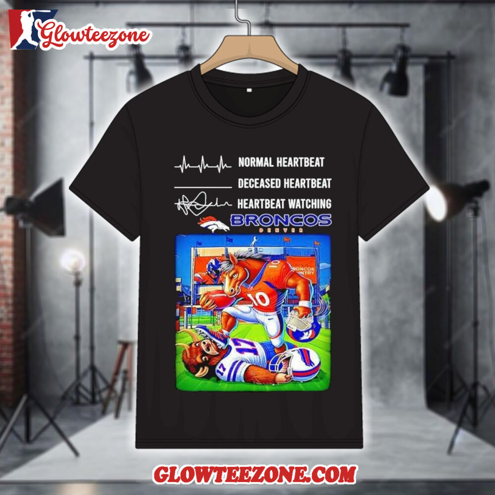 Normal Heartbeat Deceased Heartbeat Heartbeat Watching Denver Broncos 2026 AFC Divisional Playoffs Mascot Shirt 1