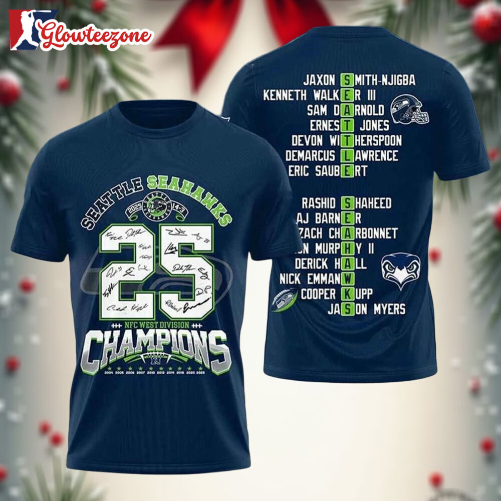 Seahawks Nfc West Division Champs 2026 Print 3D Shirt