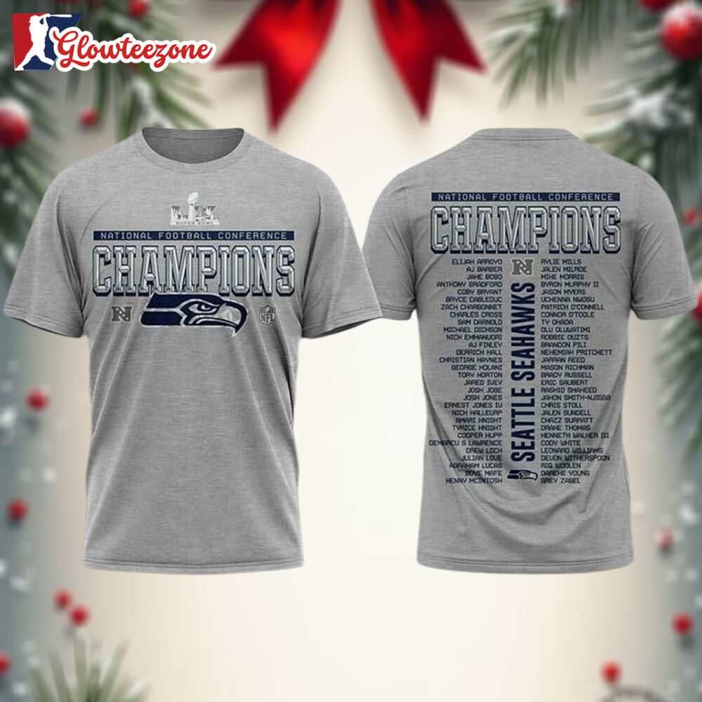 Seattle Seahawks 2025 NFC Champions Locker Room Two Sided Shirt
