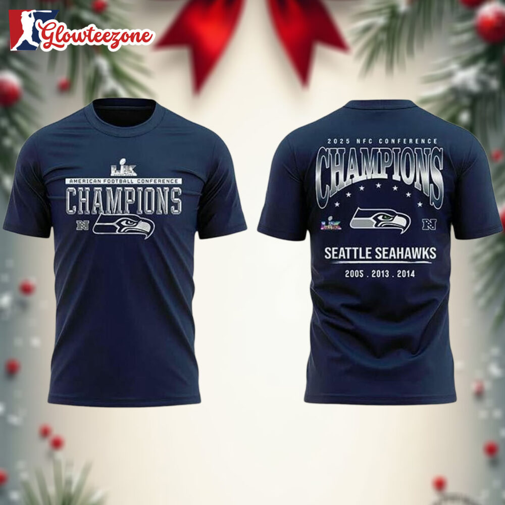 Seattle Seahawks NFC Champions 2025 Celebartion Two Sided Shirt