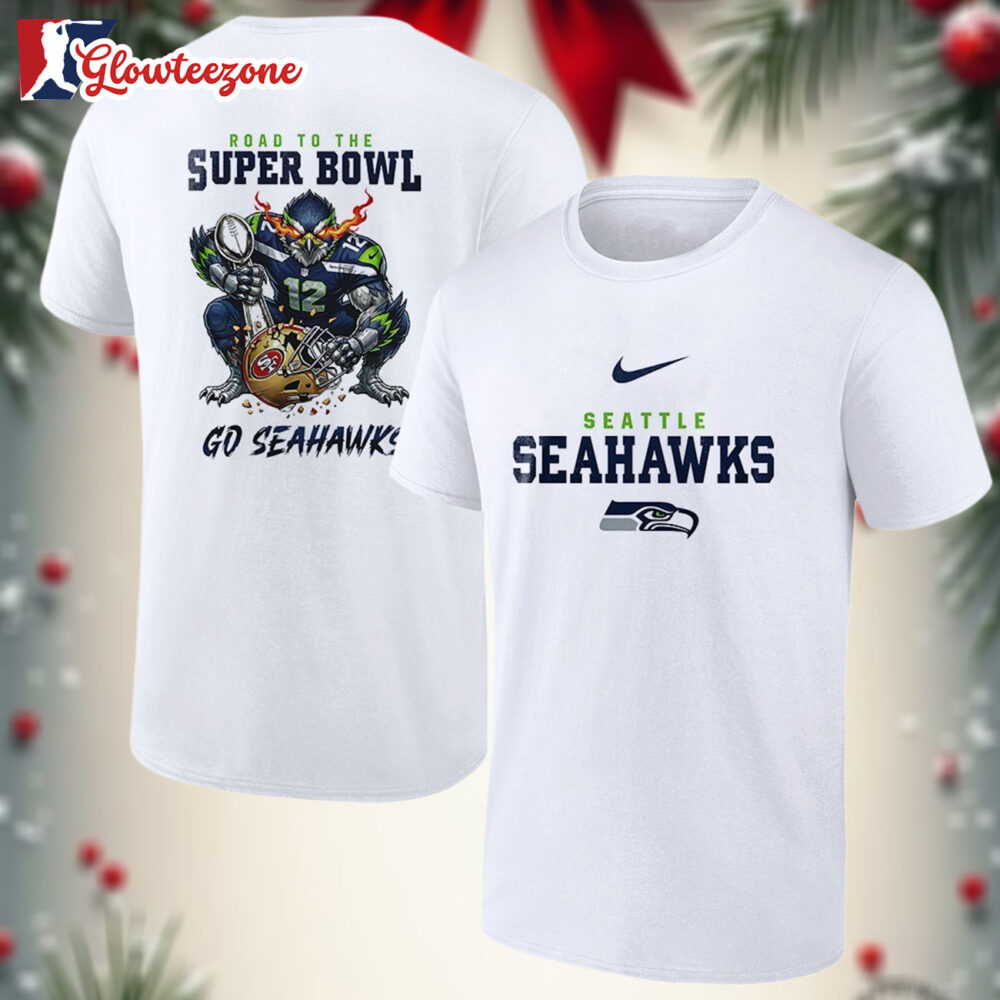 Seattle Seahawks Road to the Super Bowl Go Seahawks Mascot Shirt 1