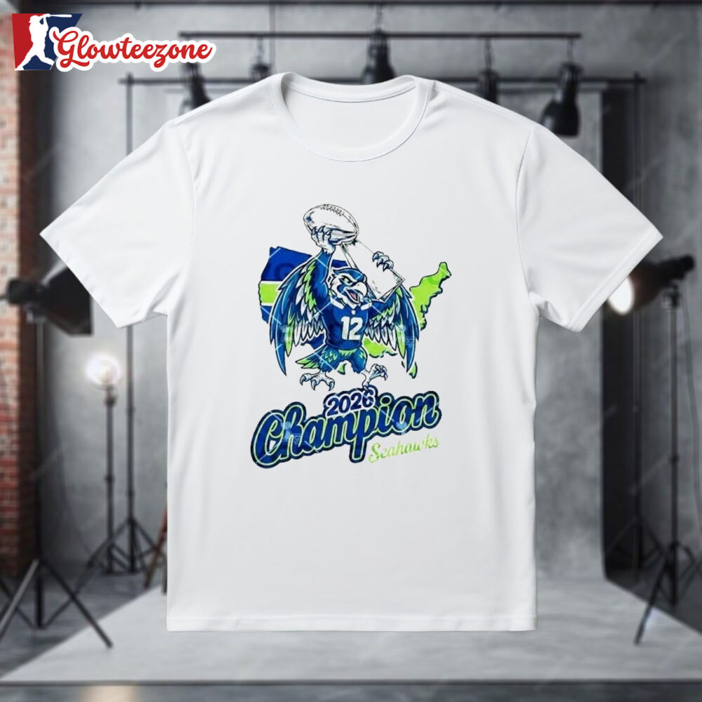 2026 Champion Seahawks Mascot Seattle Seahawks Super Bowl LX T shirt 1