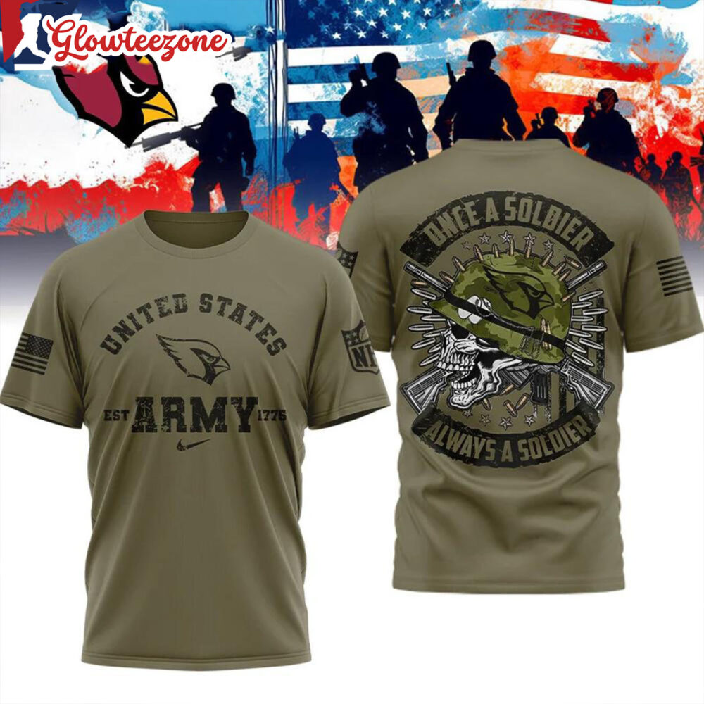 Arizona Cardinals NFL Us Army Once A Soldier Always A Soldier All Over Print Shirt