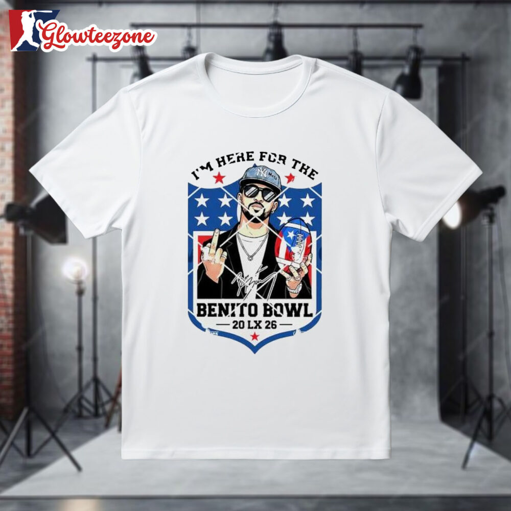 Bad Bunny Middle Finger Im Just Here For The Benito Bowl Shirt 1