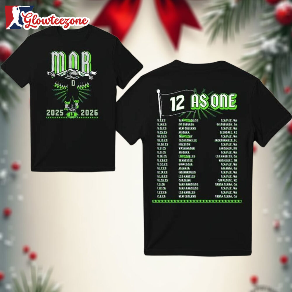 Blitz Mob World Tour 2025 2026 Seattle Seahawks Super Bowl LX Champions Two Sided Shirt