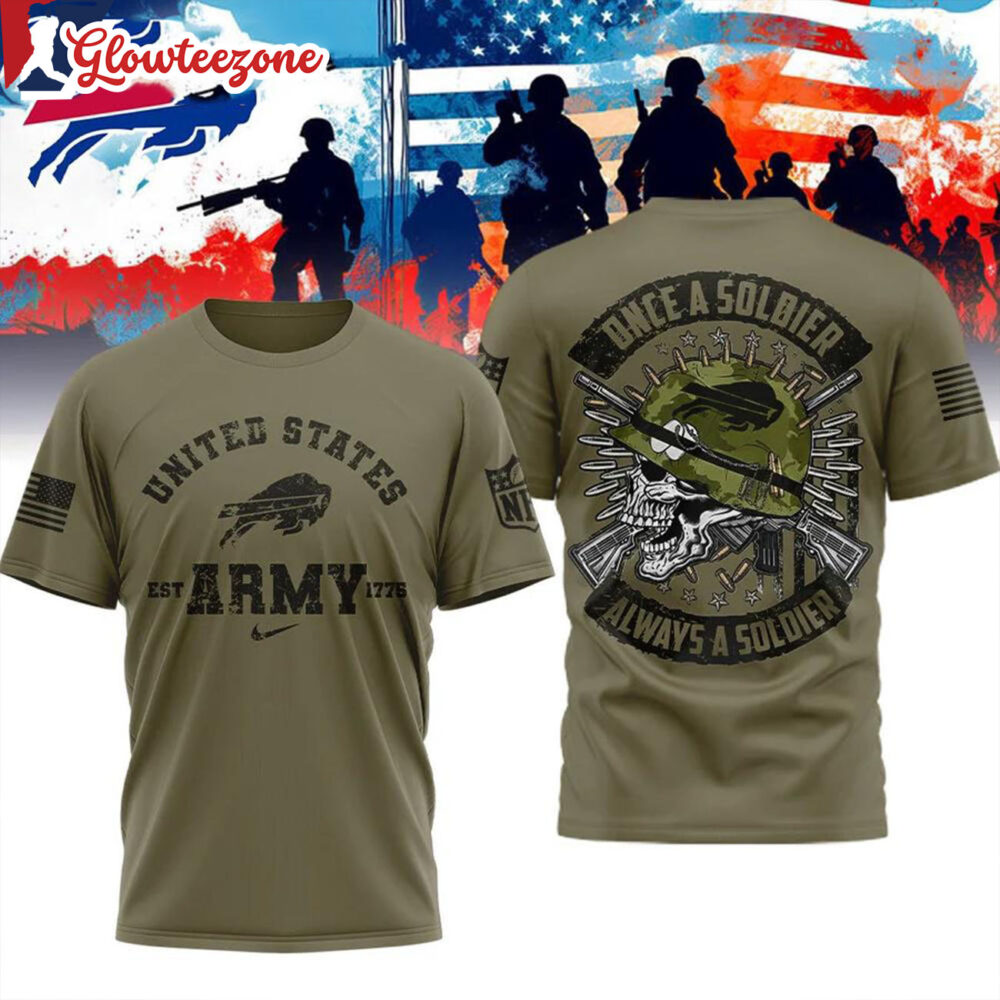 Buffalo Bills NFL Us Army Once A Soldier Always A Soldier All Over Print Shirt