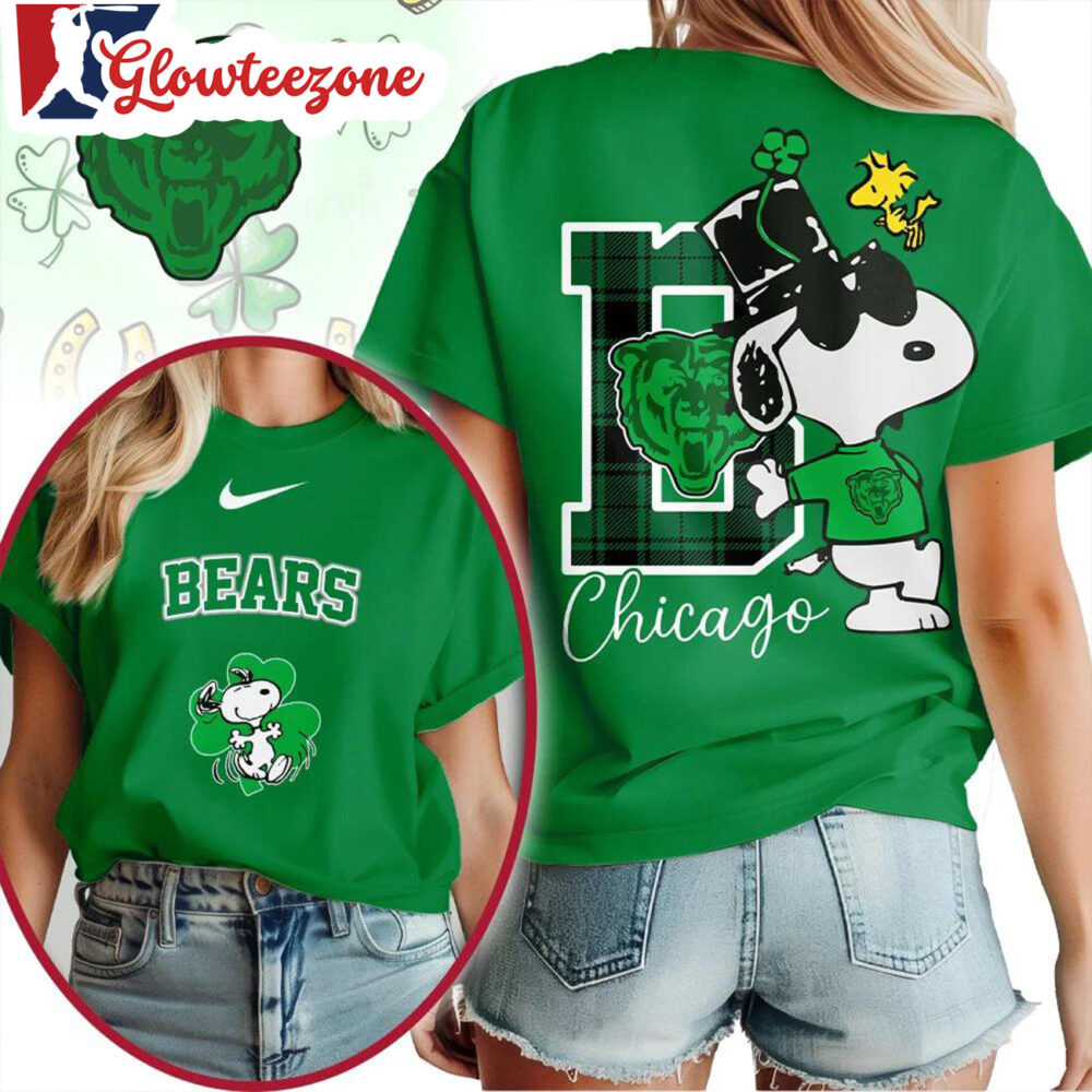 Chicago Bears 2026 NFL Snoopy St Patricks Day Unisex 3D T Shirt Sweatshirt Hoodie