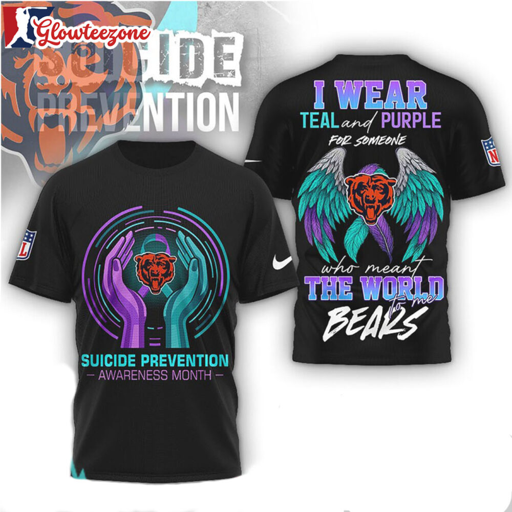 Chicago Bears NFL x Suicide Prevention Awareness Teal And Purple 3D T Shirt Sweatshirt Hoodie
