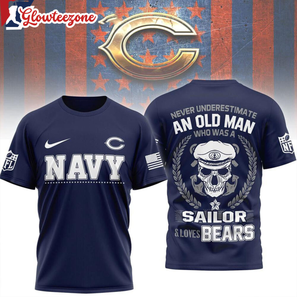 Chicago Bears Nfl Navy Veteran 2026 All Over Print Shirtxxx