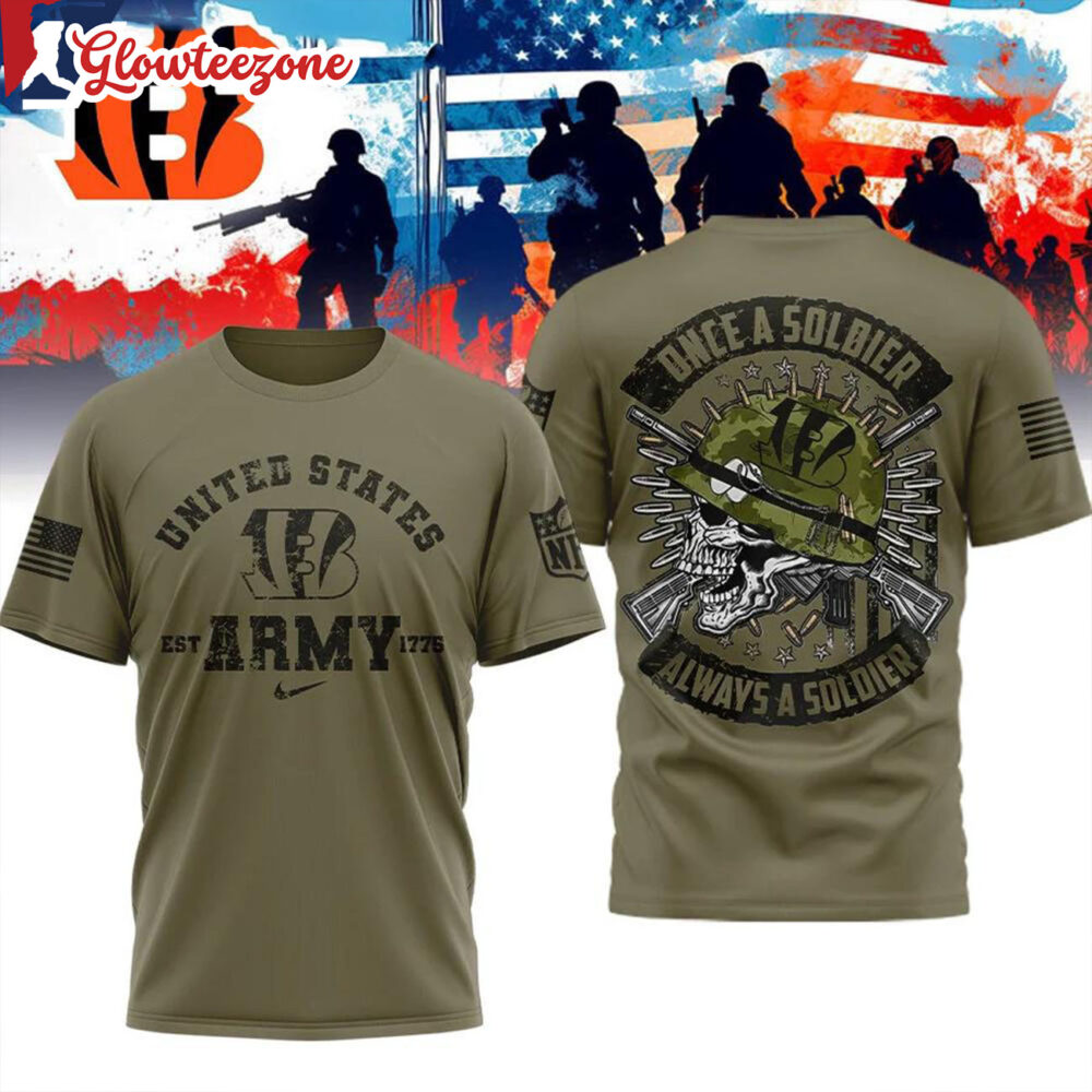 Cincinnati Bengals NFL Us Army Once A Soldier Always A Soldier All Over Print Shirt