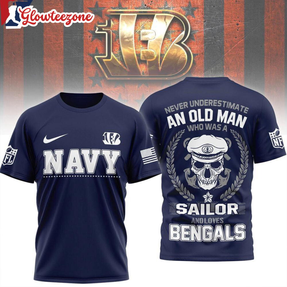Cincinnati Bengals Nfl Navy Veteran 2026 All Over Print Shirtxxx
