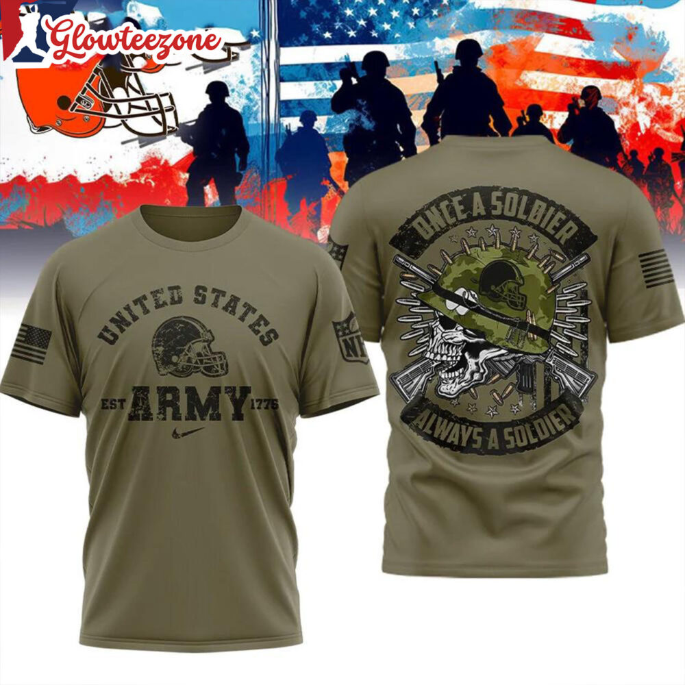 Cleveland Browns NFL Us Army Once A Soldier Always A Soldier All Over Print Shirt