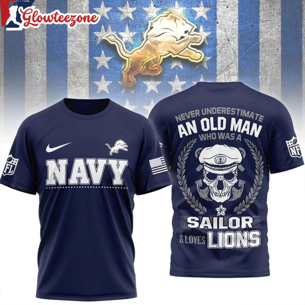 Detroit Lions Nfl Navy Veteran 2026 All Over Print Shirtxxx