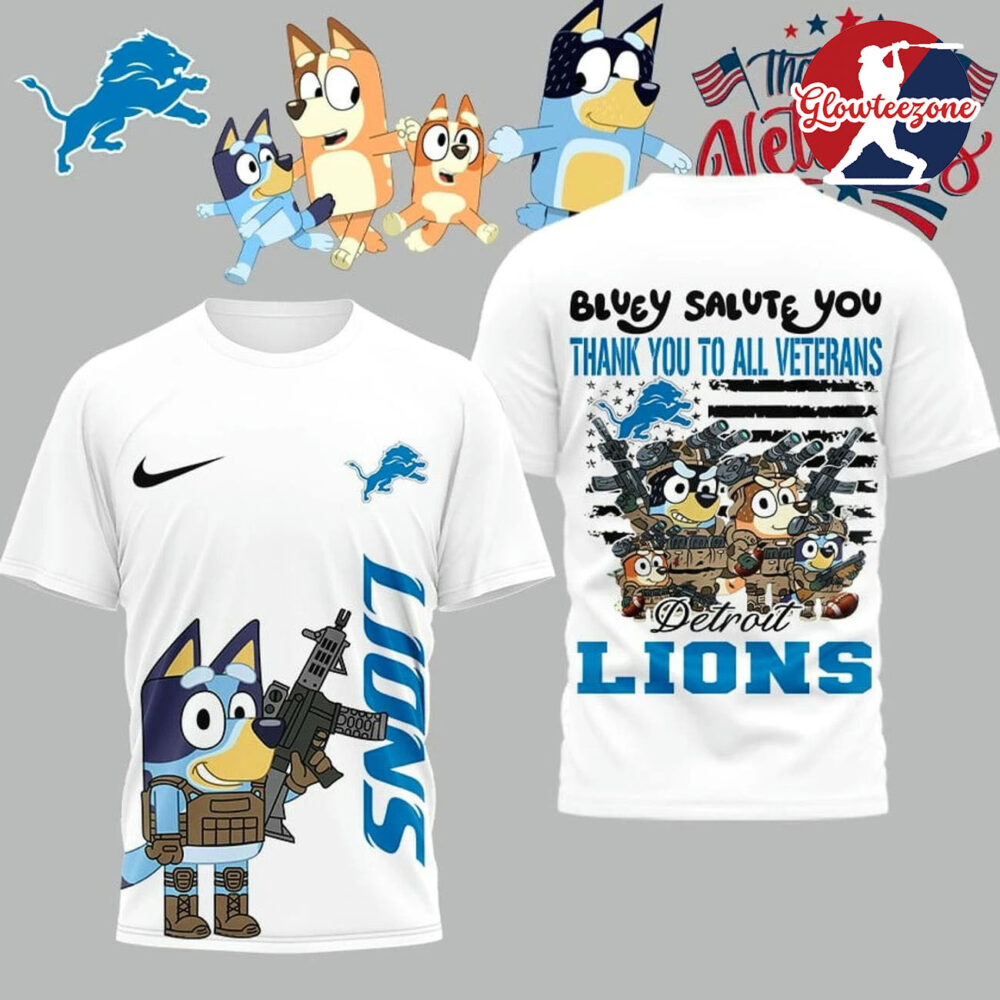 Detroit Lions x Bluey Salute Veterans Limited Edition Shirt