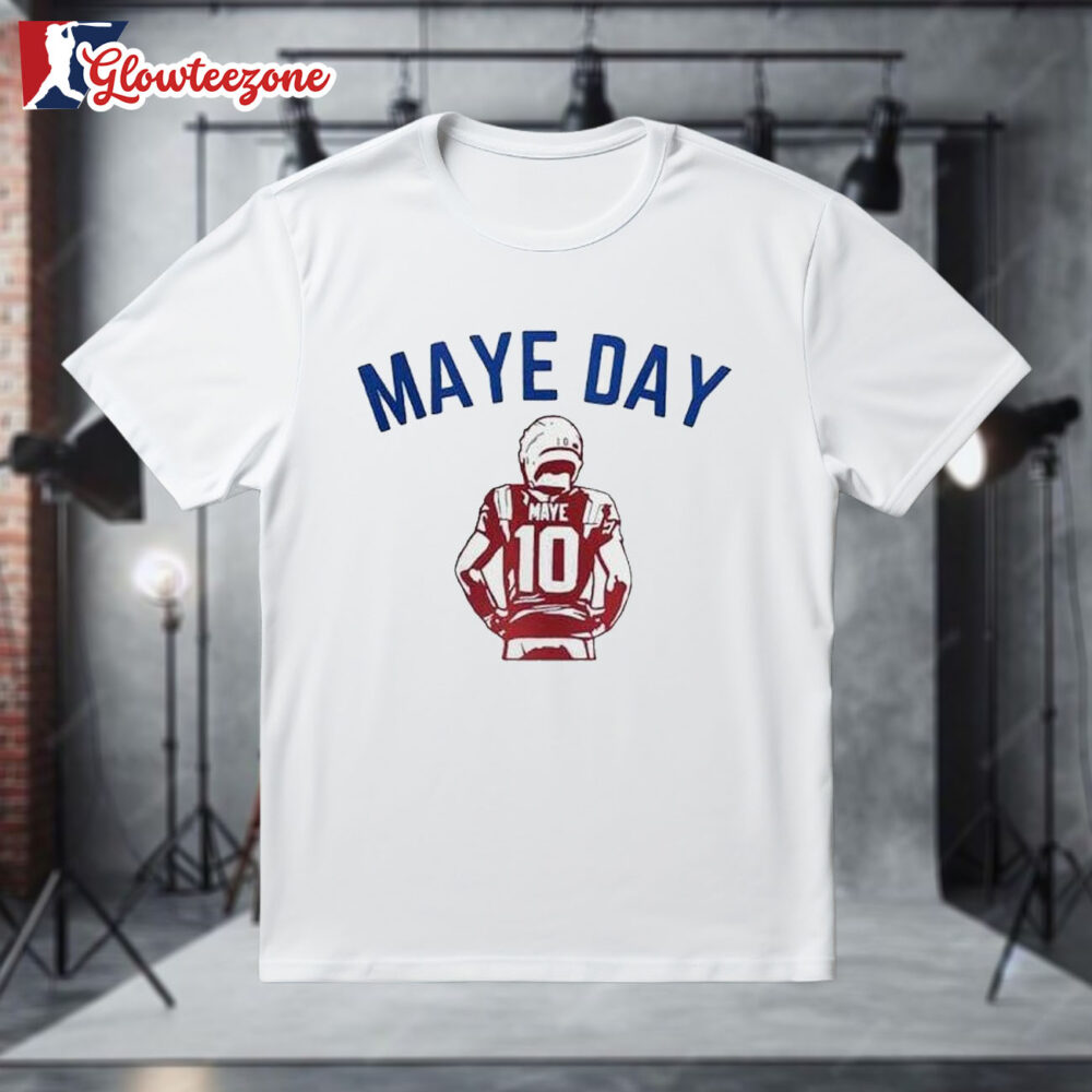 Drake Maye Day New England Patriots Football Blue Red Style Shirt 1
